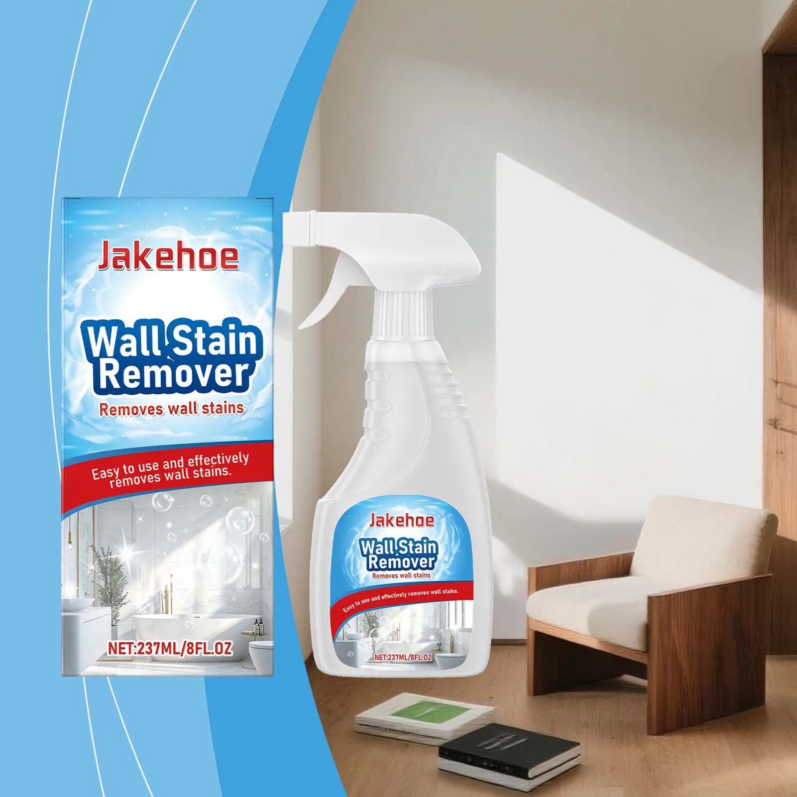 Odor-less Wall Spot Cleaner For Sensitive Surfaces Odor-free For Family Safety. Bathroom Stains