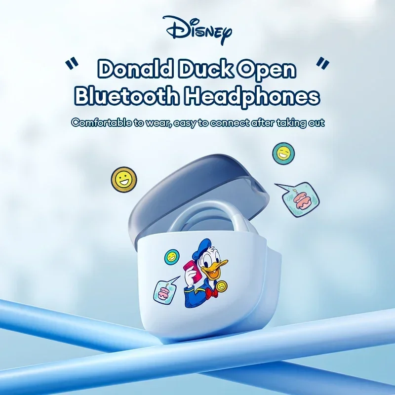 Disney QS-O02 Kopfhörer Bluetooth Donald Duck Ohrbügel Headset HD HiFi Stereo Sound Drahtlose Kopfhörer mit Anhänger für Geschenke