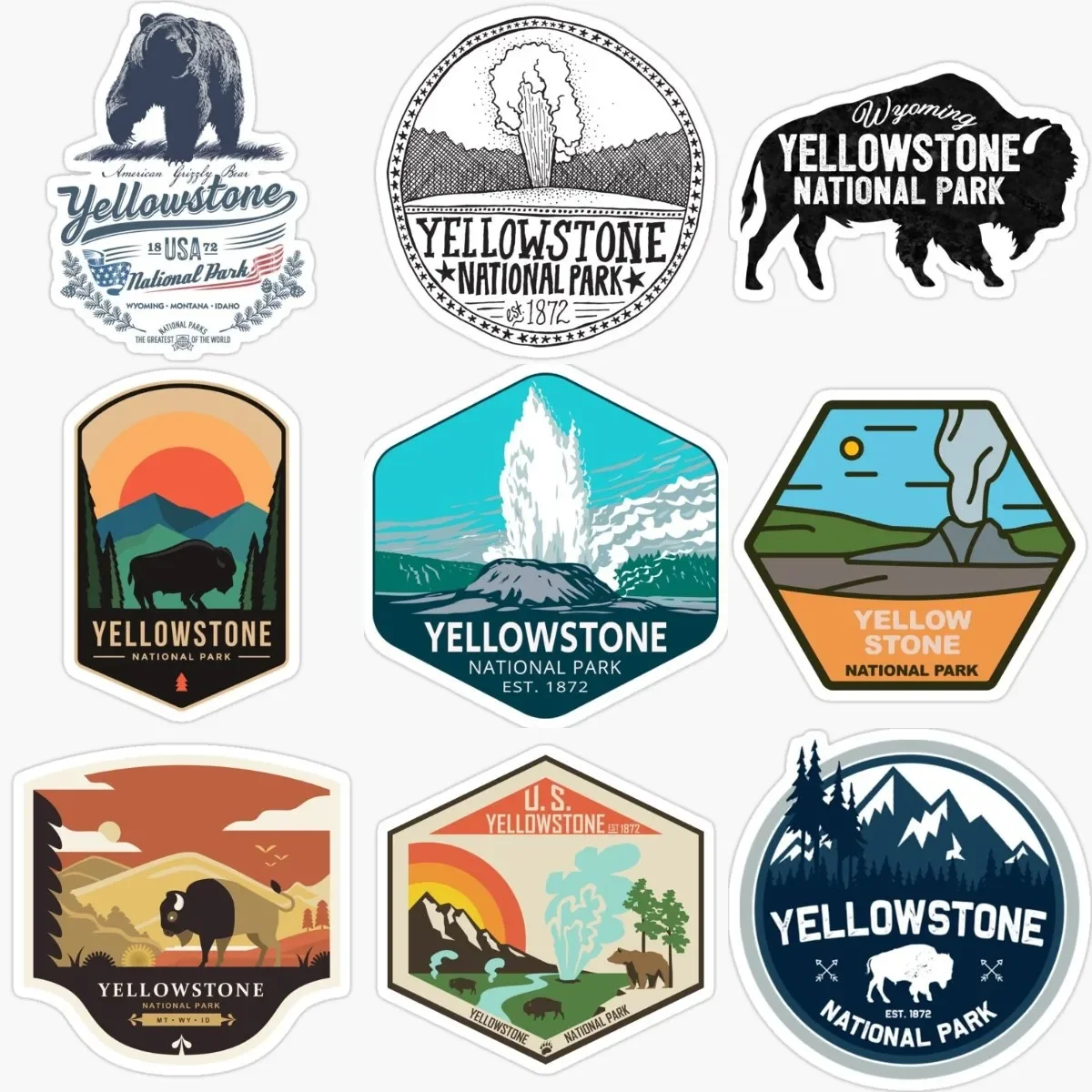 

Yellowstone National Park Emblem Creative PVC Stickers for Decorate Laptop Motorcycle Bumper Bicycle Car Wall Decal Accessories