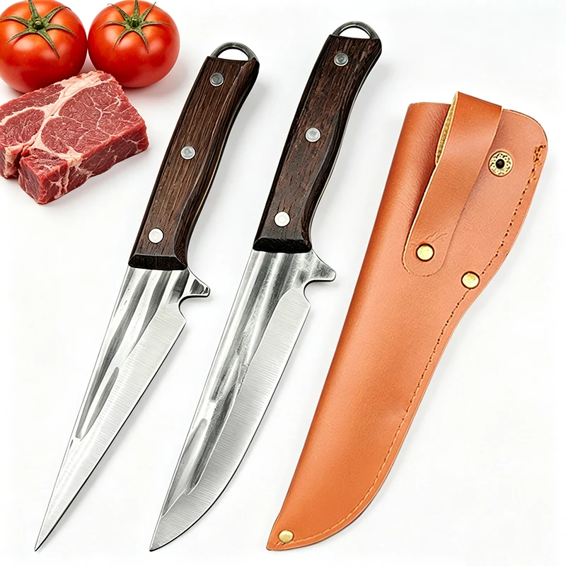 Forged Boning Knife Full Tang Wood Handle Butcher Knife Kitchen Meat Cleaver BBQ Fishing Vegetable Cutting