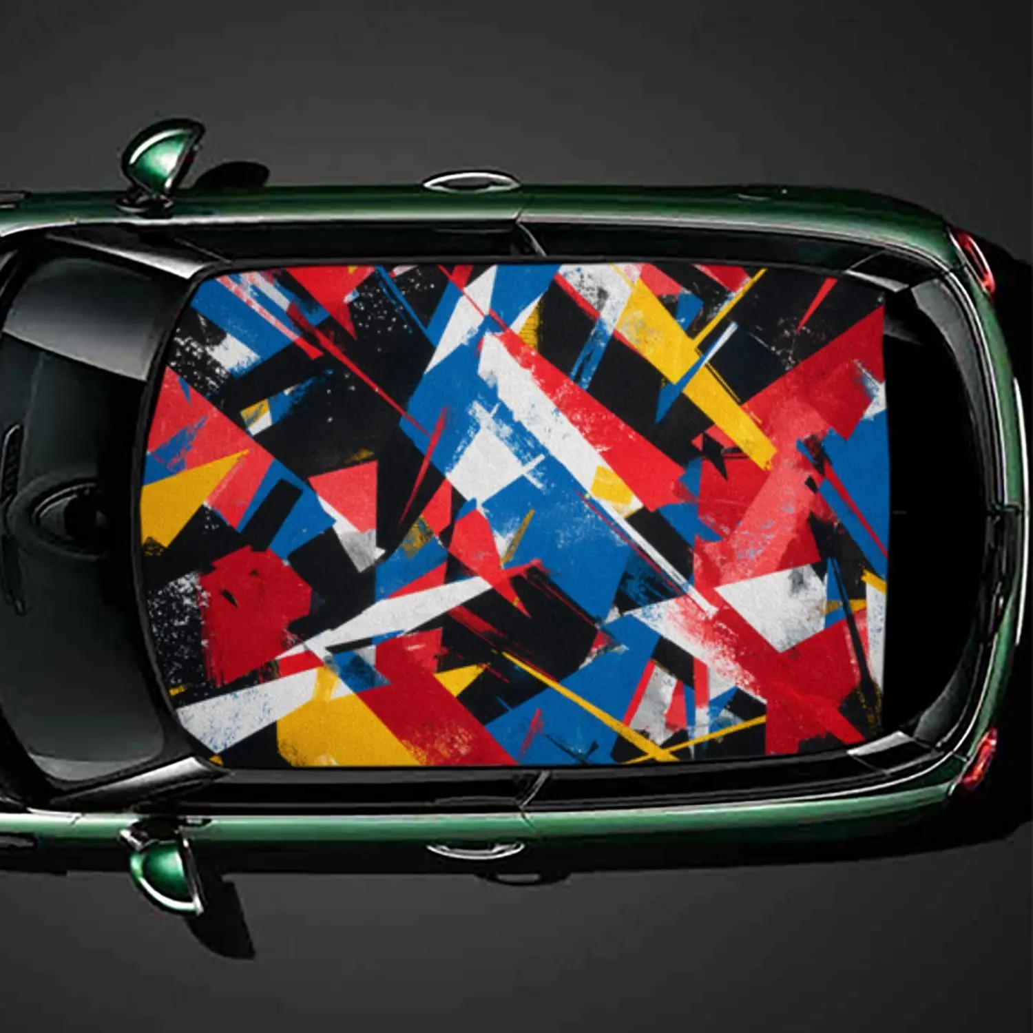 

Trendy Edgy Geometric Car Roof Sticker PVC Self Waterproof stick, Striking Auto Exterior Accessories Decoration Protect Gift For