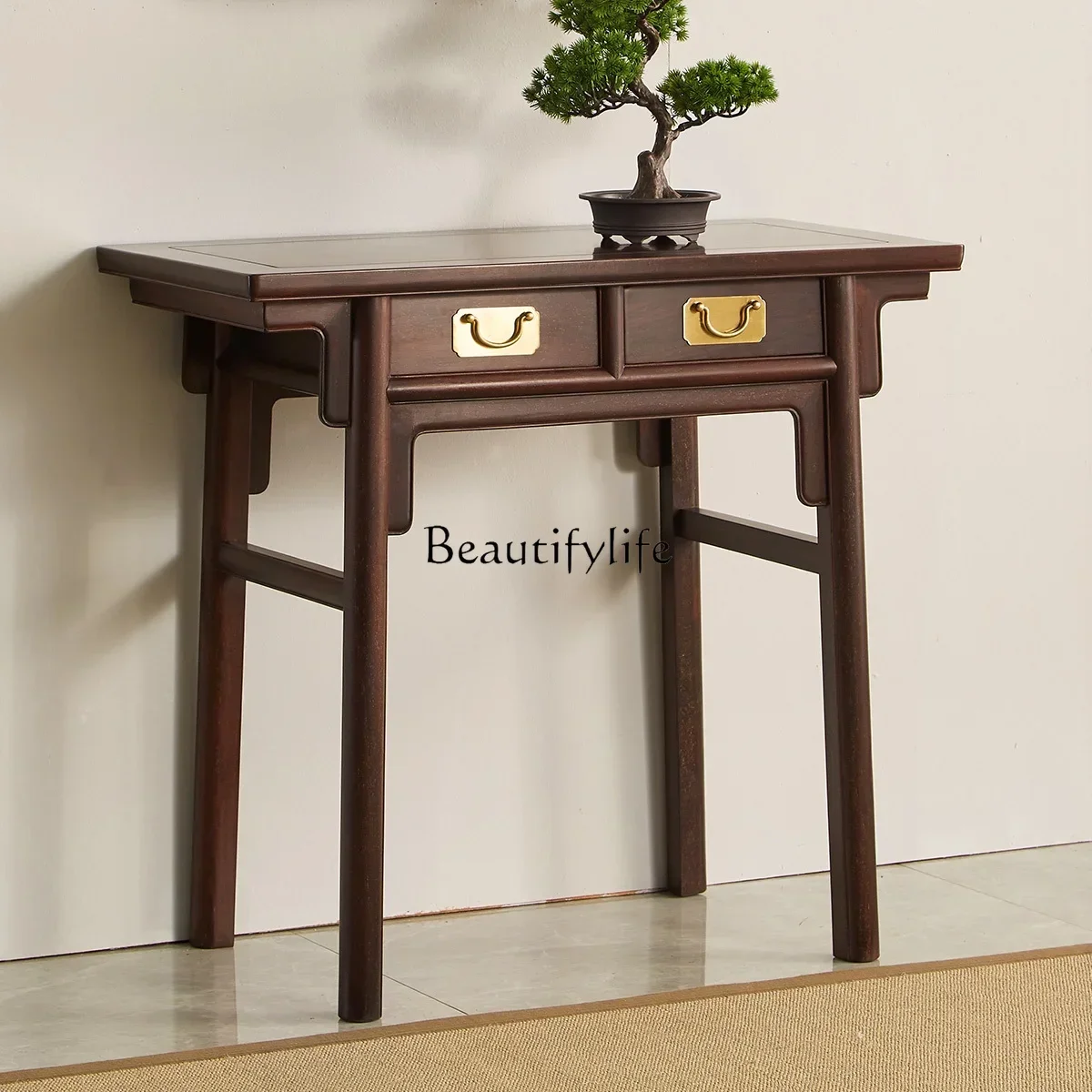 Mahogany a Long Narrow Table with Drawer Zambia Red Sandalwood Ming Style Desk