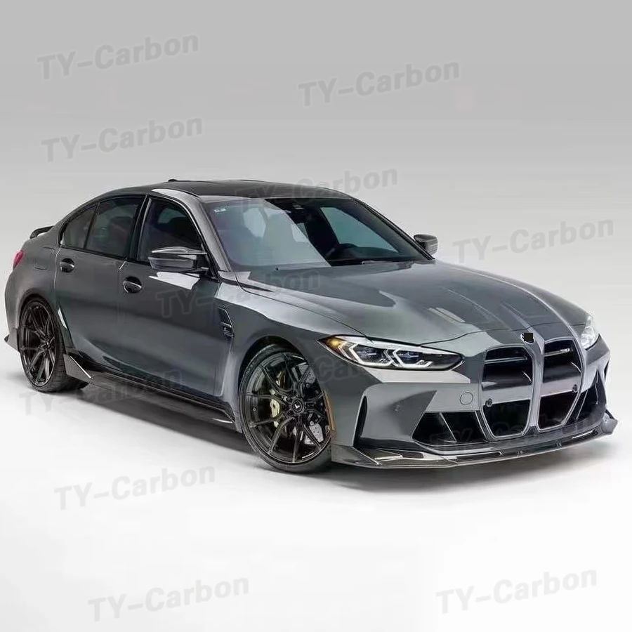 Carbon Fiber FRP Car Front Bumper Lip For BMW 3 4 Series G80 G82 G83 M3 M4 Competition 2020+ Add On V Style Front Chin Spoiler