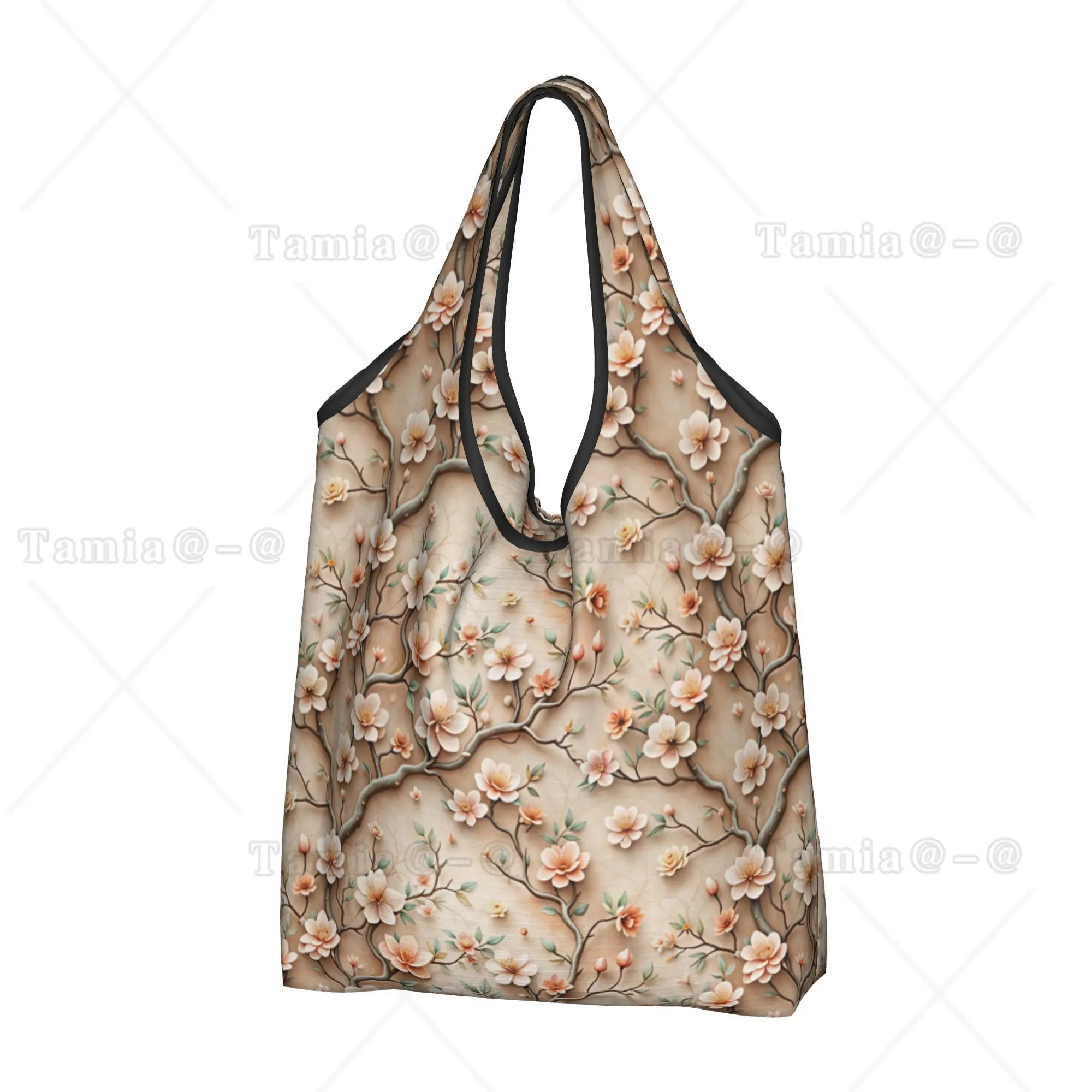 Recycling Luxury High 3D Floral Shopping Bag Women Tote Bag Portable Fashion Trend 3D Flowers Groceries Shopper Bags