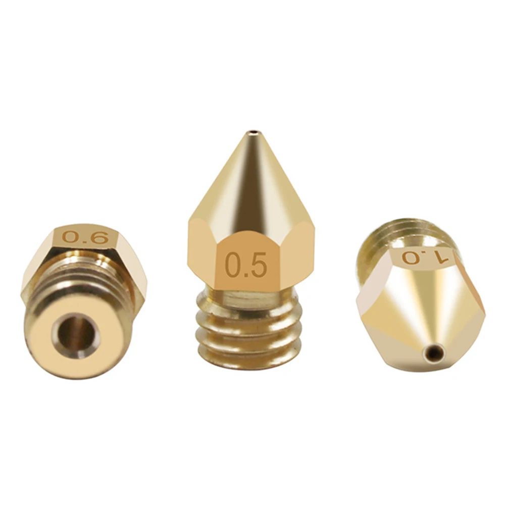 3D Printer Brass Nozzle Mk8 Pointed Brass Nozzle Sub Printer Accessories 1.75MM 0.4/0.6/0.8