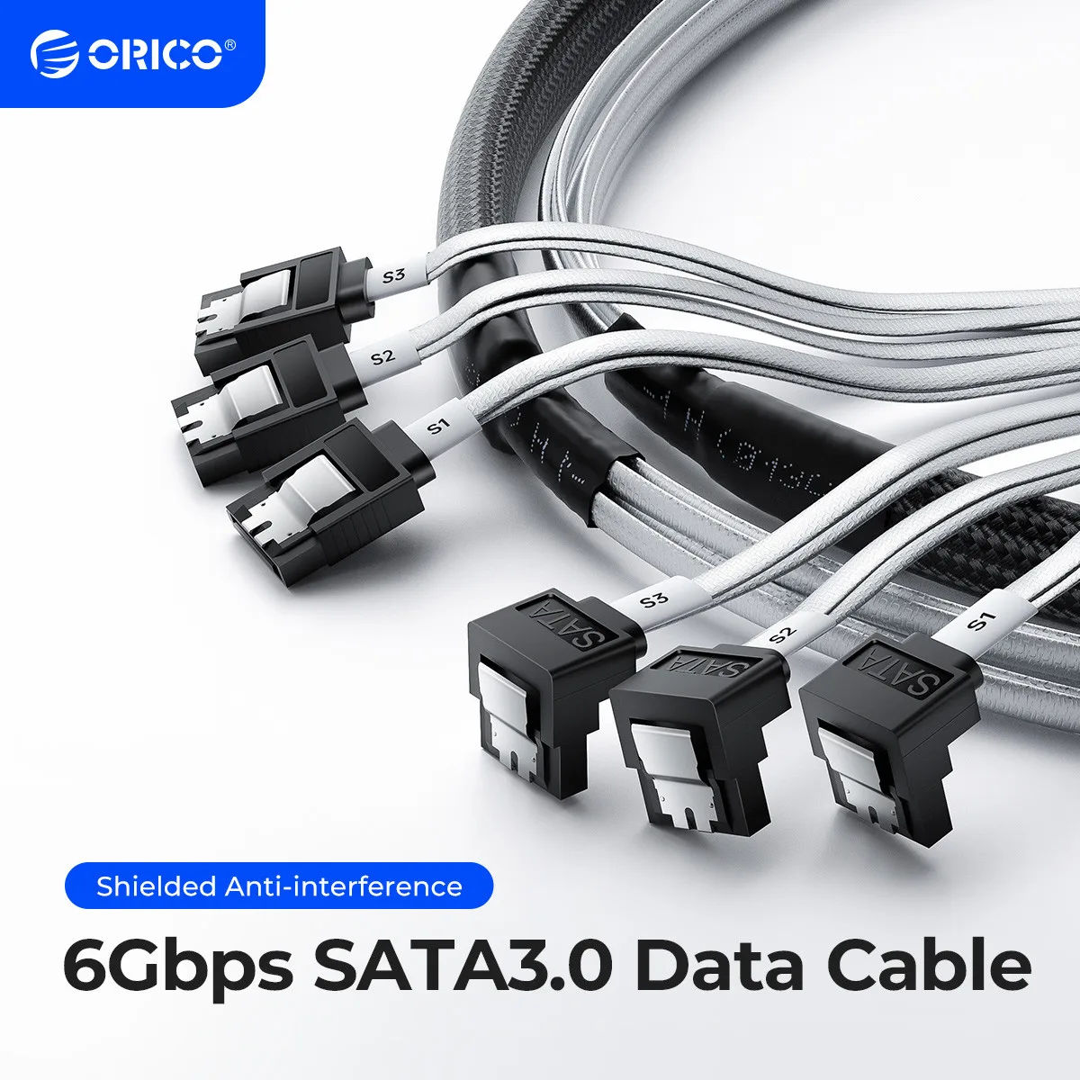 ORICO SATA Cable III 6Gbps 5/6 Ports HDD Data Cable with Locking Latch SATA HDD Splitter Cable for SATA HDD SSD CD Driver Server