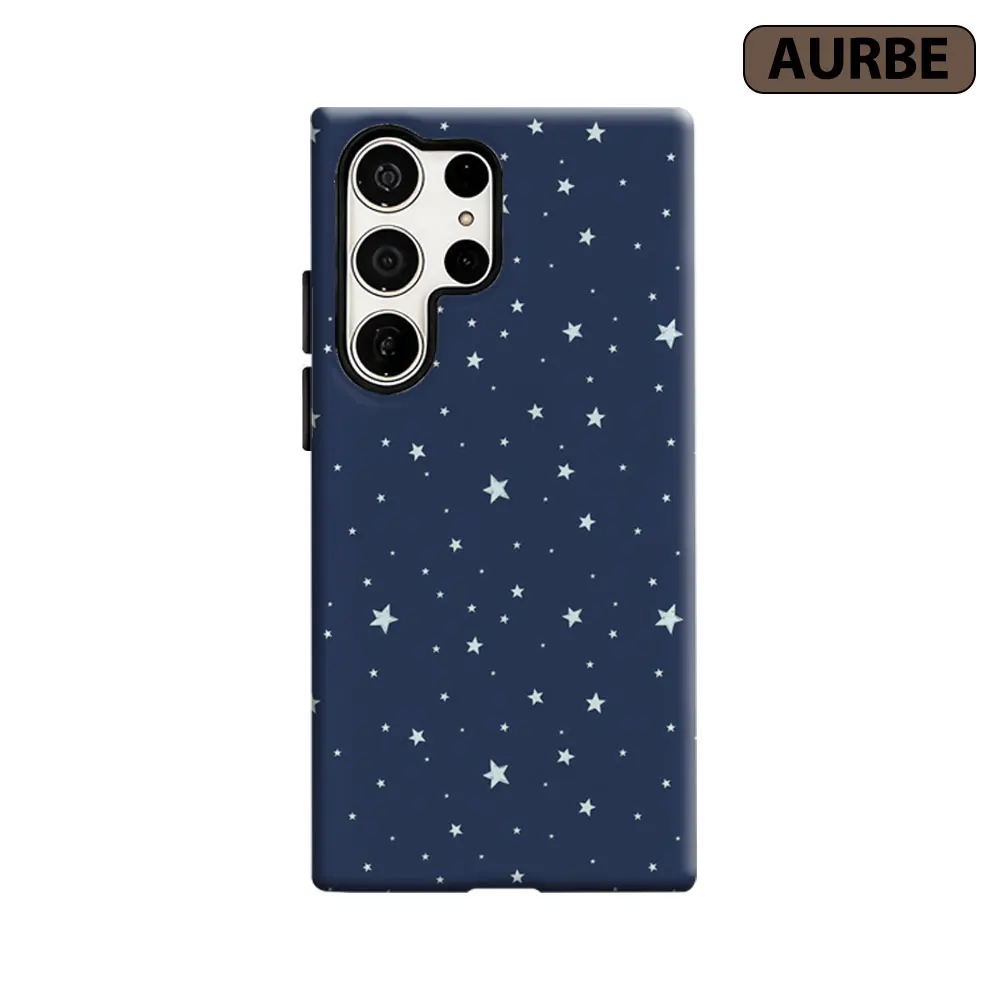Aurbe Phone Case For Samsung Galaxy S26 S25 S24 S23 Ultra Plus HD Hard Navy Blue Light Star Decor Double Layer Film Cover