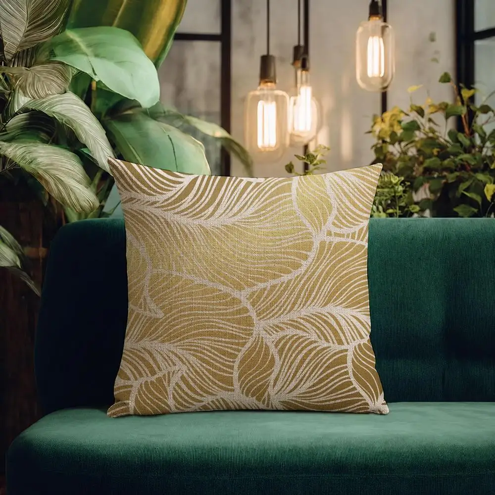 Glamorous Gold Geometric Cushion Cover Natural Linen Pillowcase Set All-in-One Decor Cushion Cover for Sofa Bedroom Chair