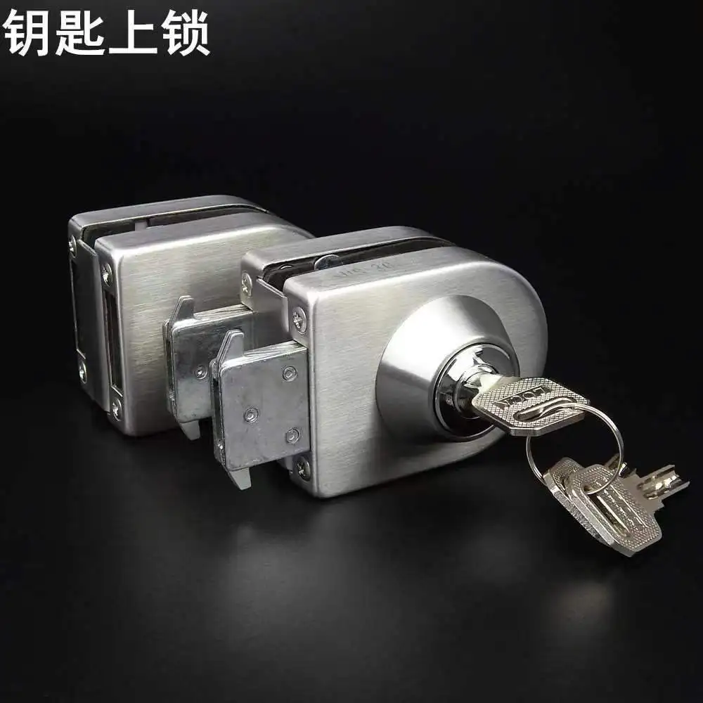 Glass Door Lock, stainless steel,No need to Drilling on glass,lock inside and outside,single door,Frameless glass door