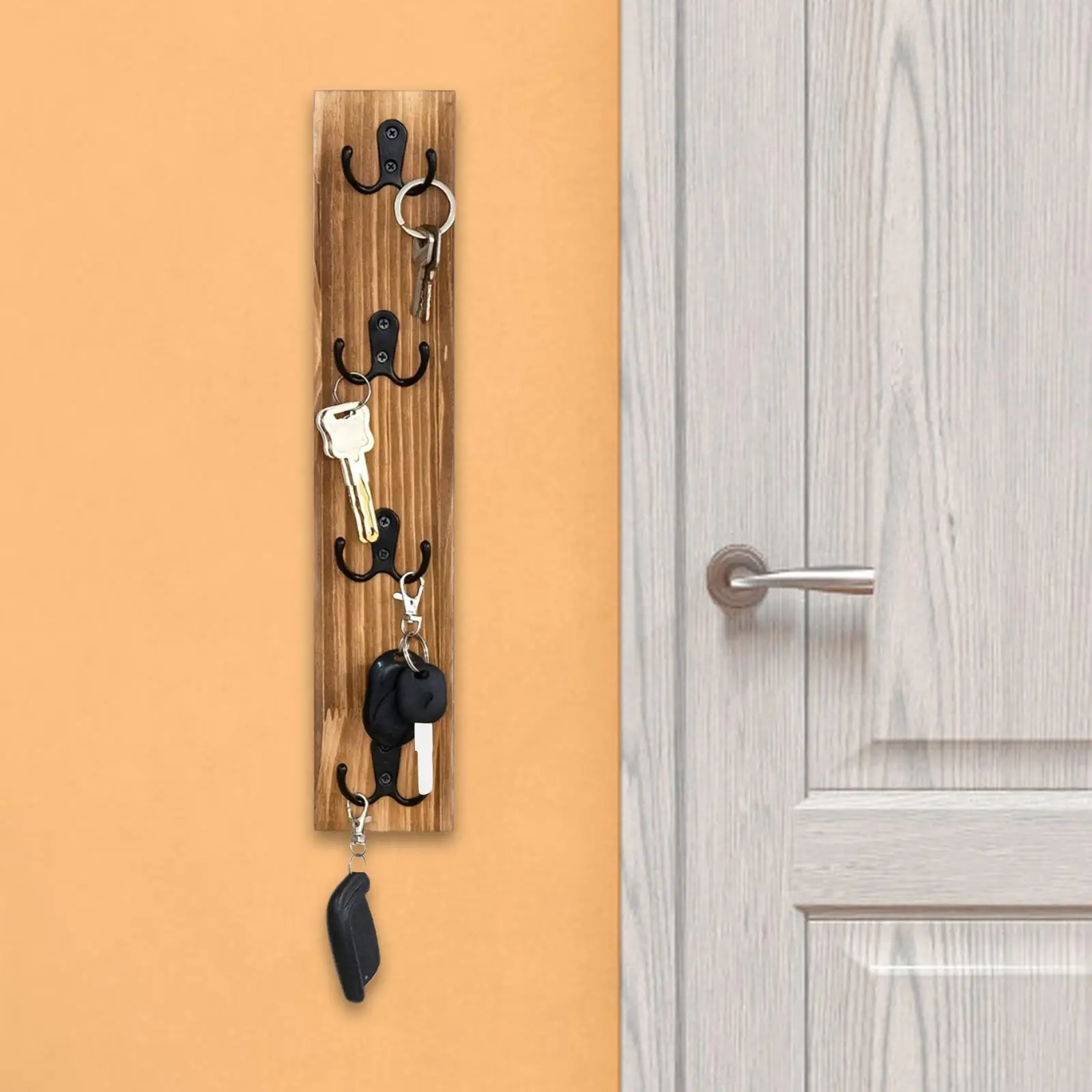 

Wall Mount Key Holder Storage Solution with Hooks Hanging Keys Key Rack for Entryway Apartment Laundry Room Pet Leashes Coat