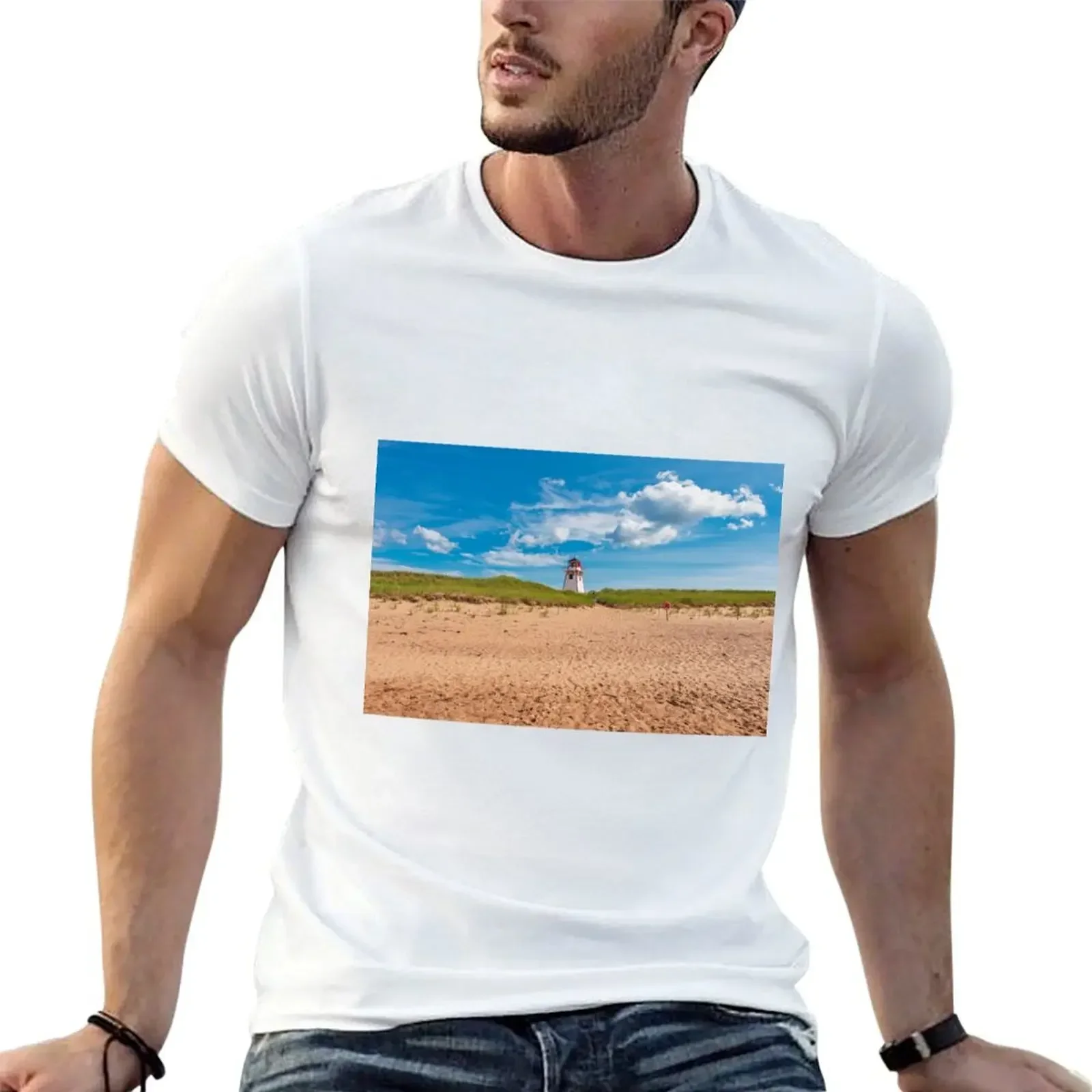 Covehead Harbour Lighthouse T-Shirt blue archive hippie clothes plain black t shirts men