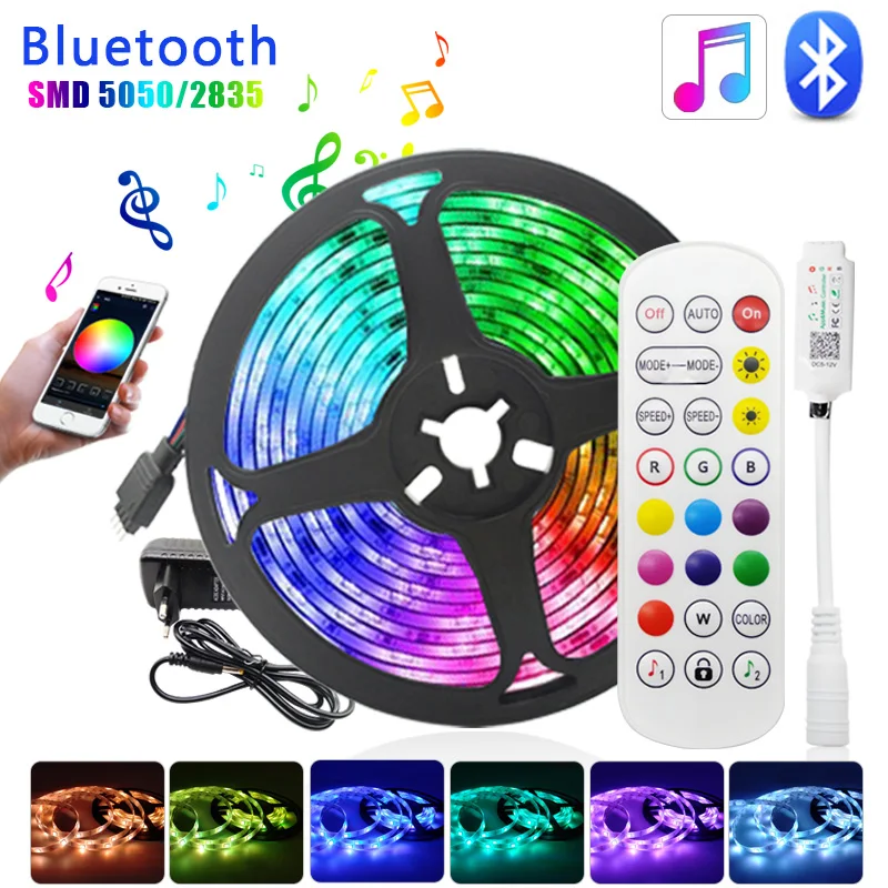 

WIFI LED Strip Lights 20M RGB 5050 SMD 5M RGB LED Light Bluetooth Lamp Flexible Ribbon RGB Tape Diode DC 12V APP Control+adapter