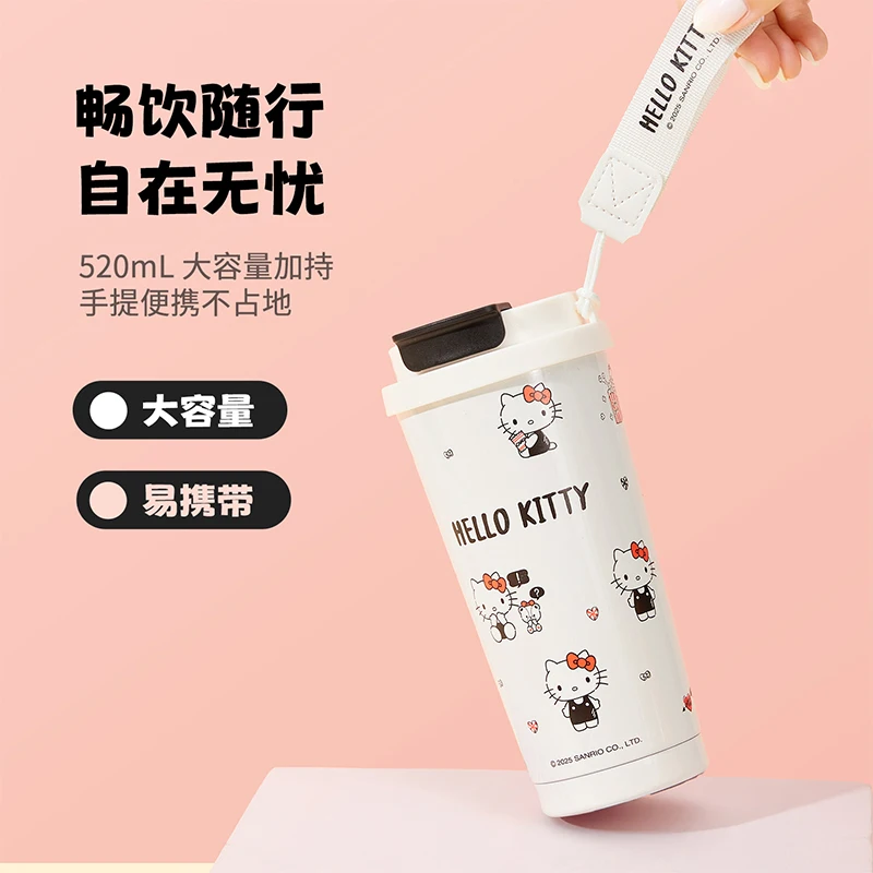 サンリオ ハローキティ SUS304 トラベルマグ 520ml 漫画風 断熱ステンレス鋼製 水筒 ダブルシップ カラフルストローカップ