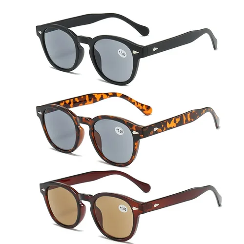 Imagen 1 del producto Gafas de lectura Unisex con lentes de té gris para hombre y mujer, nuevas gafas de sol a la moda con más dioptrías, presbicia clásica Vintage + 1,0 + 1,5 + 4,0