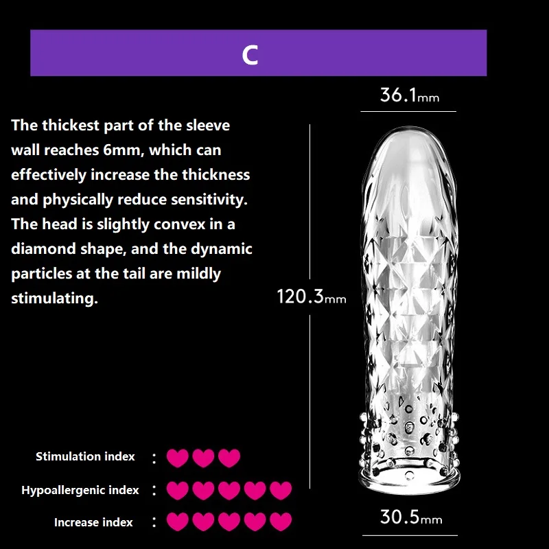 Adult Reusable Penis Covers Extender Sex Toy Delay Crystal Wolf Teeth Condoms For Men Dildos Crystal Penis Sleeve Couple Sex Toy