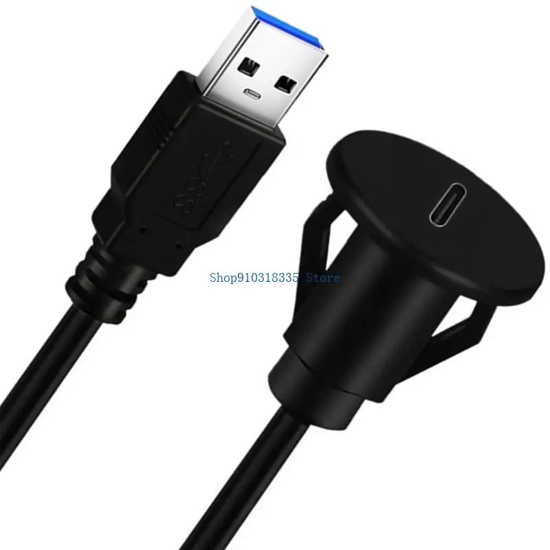 USBC3.0 Flush Mount Cable, USB Extension Cable 1.5m for Car Dashboard with Panel Mount, Type A Male to C Female
