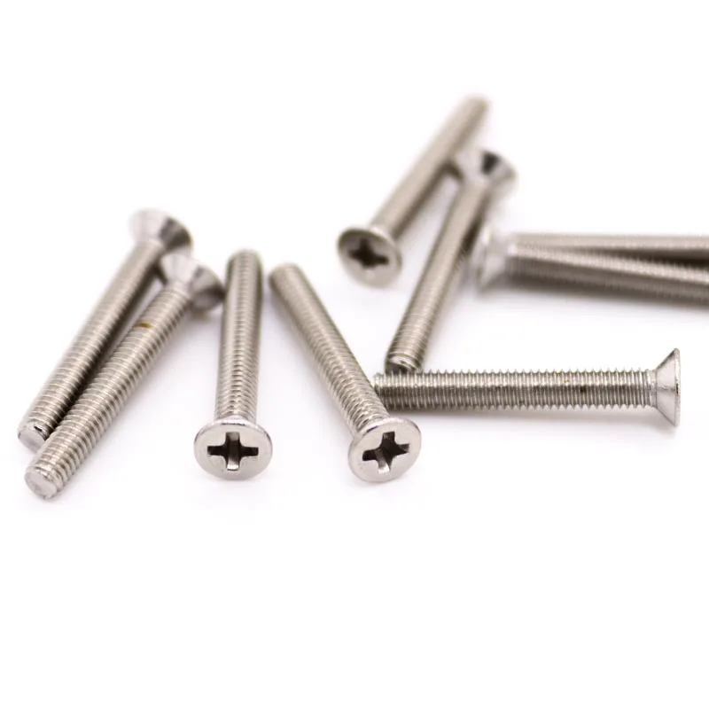 5/10/50x M1 M1.2 M1.4 M1.6 M2 M2.5 M3 M3.5 M4 M5 M6 M8 304 Stainless Steel GB819 Cross Phillips Flat Countersunk Head Screw Bolt