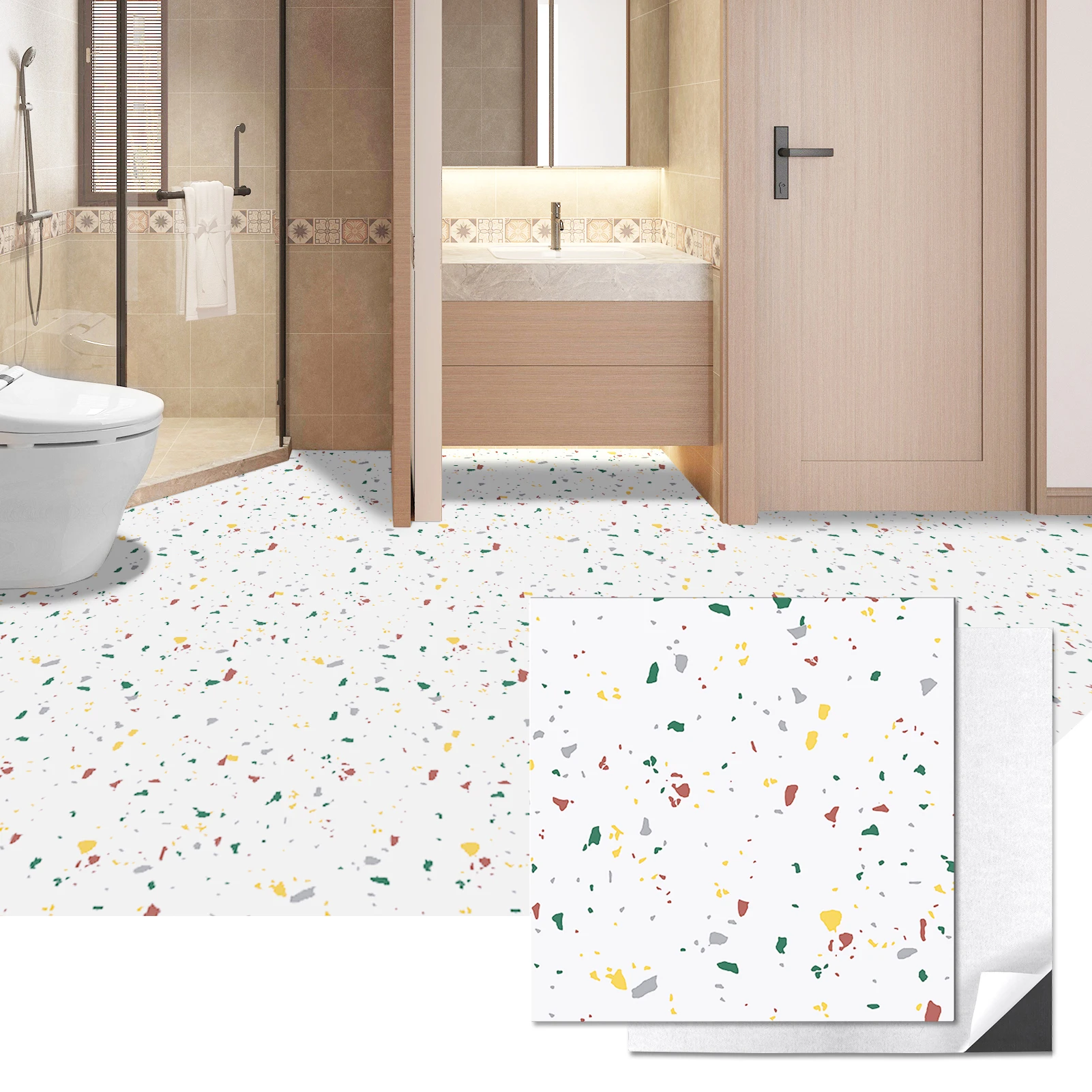 

Art3d Peel and Stick Floor Tile, 30-Pack 12x12in. Covers 30 Sq.ft, Waterproof Vinyl Flooring Tiles Self Adhesive for Kitchen.