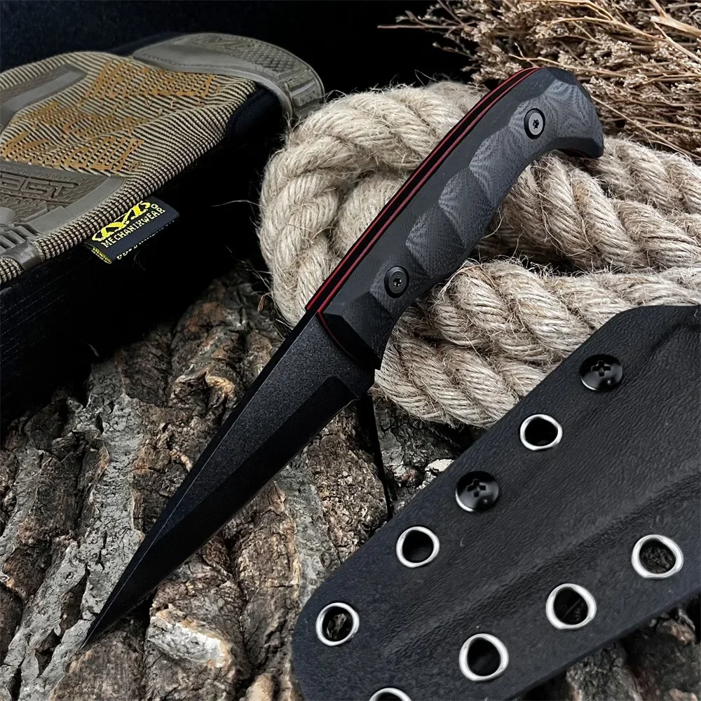 高硬度アウトドア固定刃ナイフ-キャンプ-ハンティング-釣り-切断ツール-シース付き-8cr13mov-耐久性のある刃-g10ハンドル