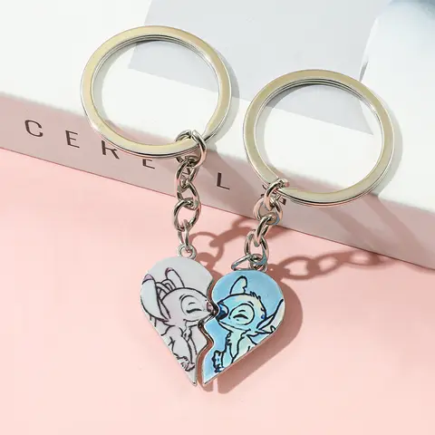 2 पीस डिज्नी स्टिच एंजेल कपल हार्ट शेप कीचेन कार्टून कैरेक्टर लव ज्वेलरी एक्सेसरी महिलाओं और पुरुषों के लिए प्यारा गिफ्ट आइडिया 10 best sales प्रेम चाबी का गुच्छा - №2