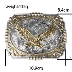 Big Golden Belt Buckle Eagles and Horses Minister Western Denim Style