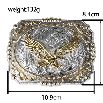 Büyük altın kemer toka kartallar ve atlar bakan batı Denim tarzı