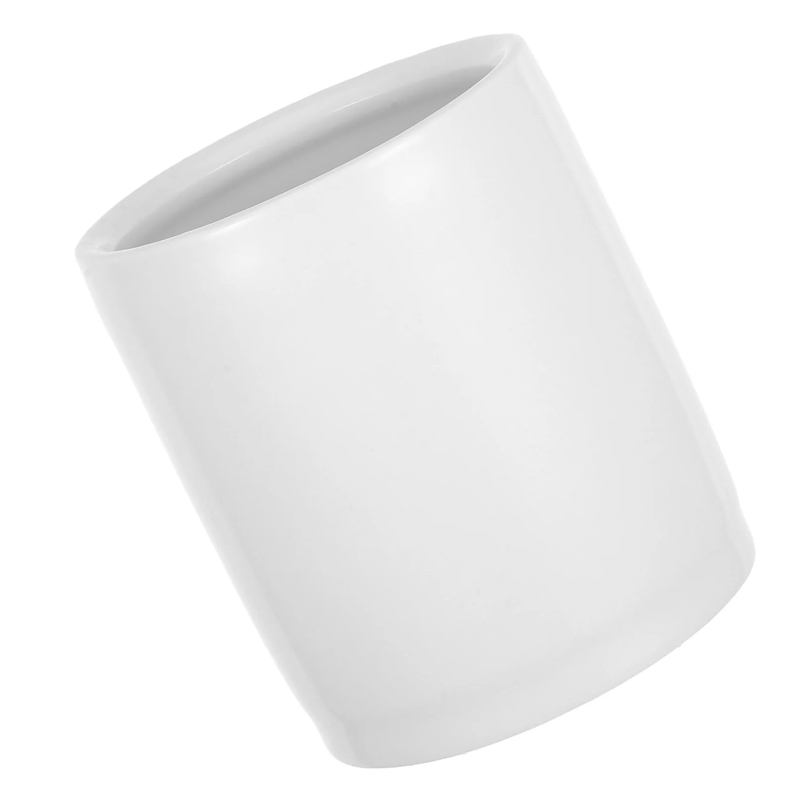 

Ceramic Pencil Holder White Desktop Pen Organizer for Desk Use Smooth Surface Fine Texture DIY Glaze Painting Compatible