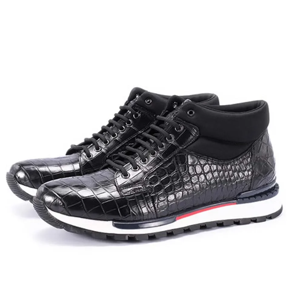 

Piliyuan мужские ботинки из крокодиловой кожи, мужская обувь, модные мужские короткие ботинки с высоким вырезом для отдыха, мужские ботинки из крокодиловой кожи на шнуровке