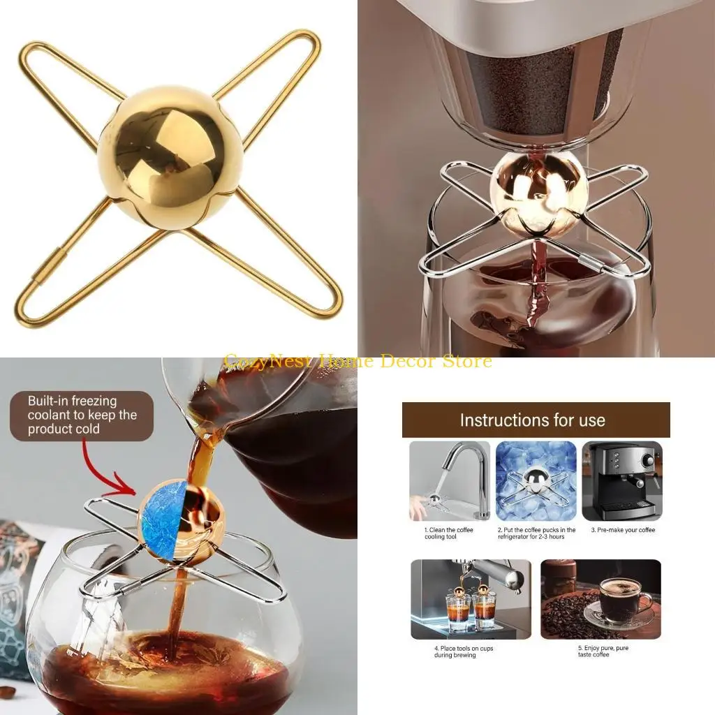 

92MF Elegant Golden Coffee Ice Extractor Globes Gold Coffee for Cold Brewing