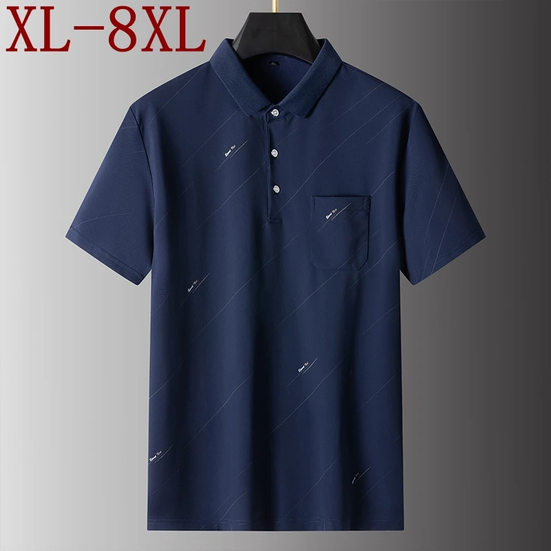 

8XL 7XL 6XL 2024 New Summer High Quality Business Casual Polo Shirt Men Tops Short Sleeve Mens Shirts With Pocket Loose Polos