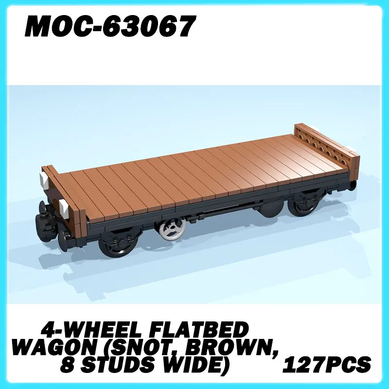 

MOC-63067 Mini Train Series 4-Wheel Flatbed Wagon (SNOT, brown, 8 studs wide) Tanks Model Brick Puzzle Toy Birthday Gift 127PCS