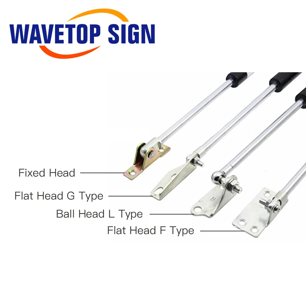 WaveTopSign قضيب هيدروليكي 30 كجم 300N 50 كجم 500N 80 كجم 800N رأس مسطح رأس ثابت رأس كروي لآلة القطع بالليزر Co2 وآلة الحفر