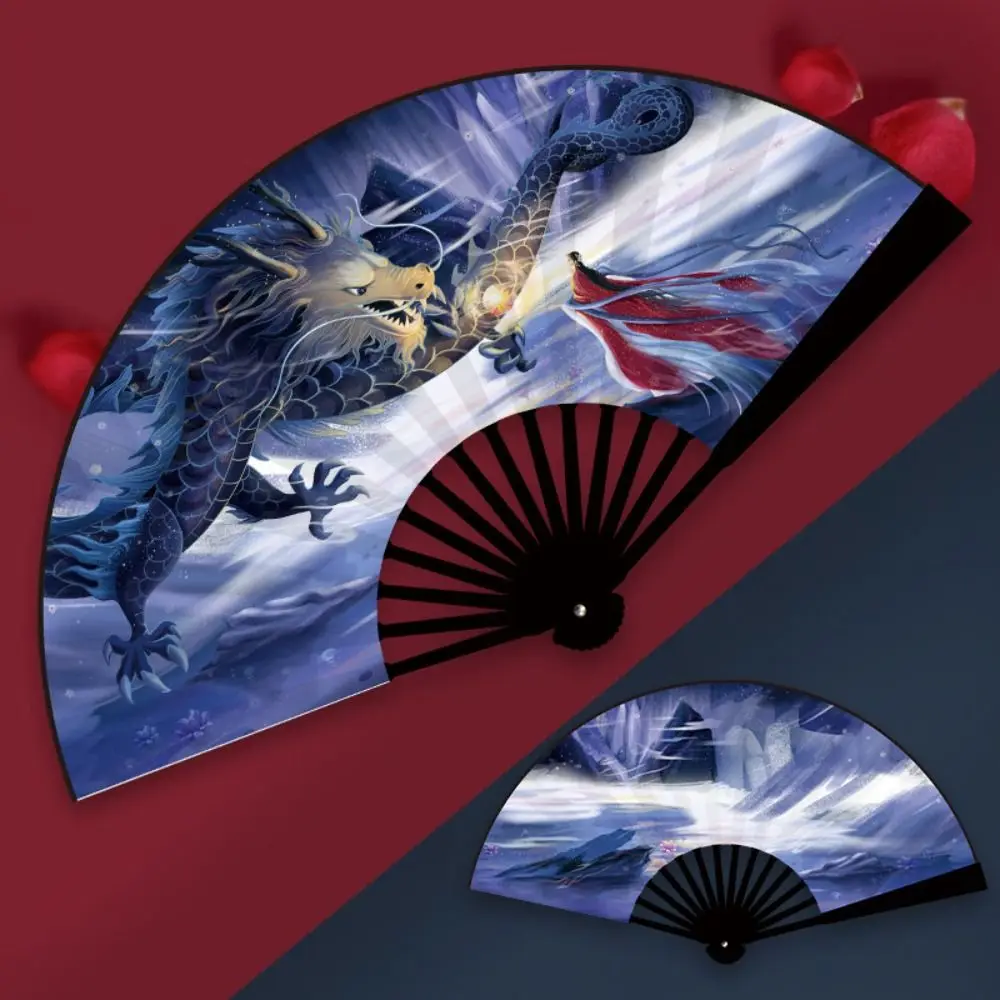 Elegant Taffeta Folding Fan ABS Plastic Handle Foldable Hand Fan Vintage Chinese Style Party Favors Home Decor