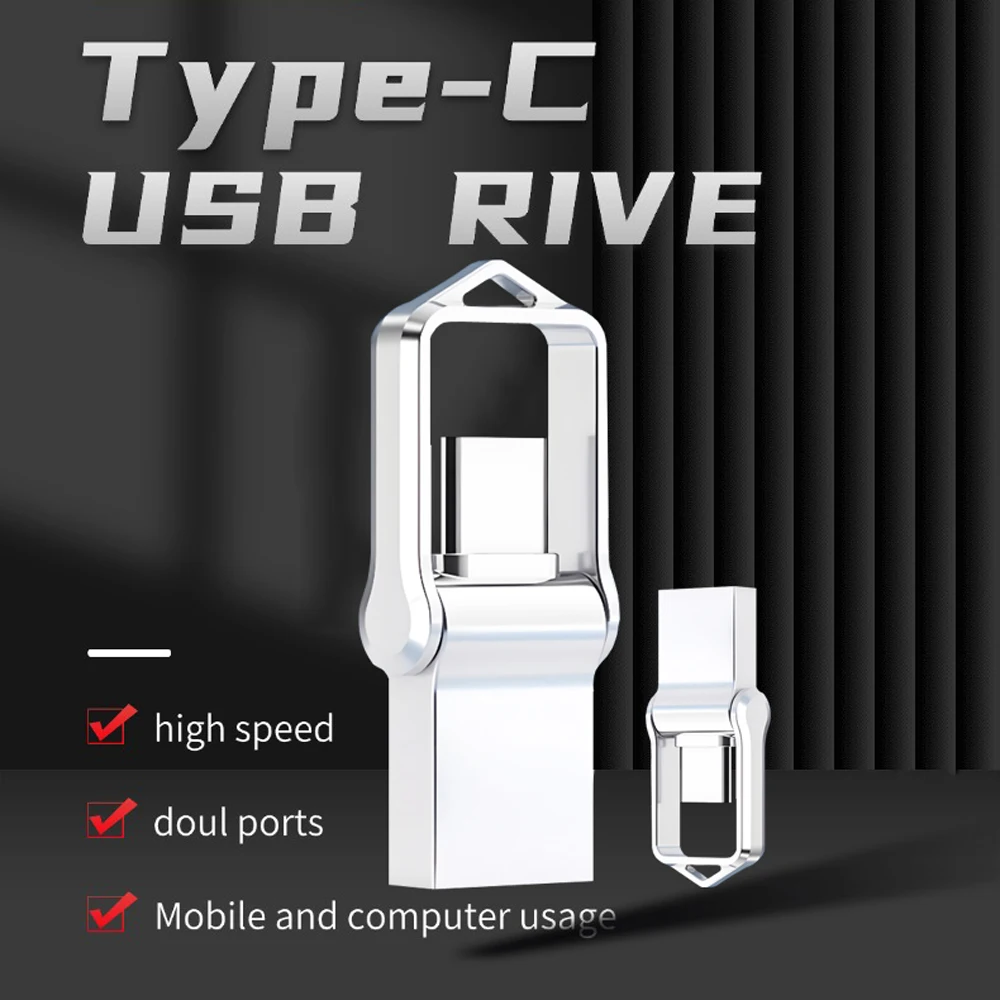 2 em 1 tipo c metal usb 3.0 flash drive 4gb/8gb/16gb/32gb/64gb/128gb de alta velocidade vara pen drive usb vara para armazenamento de dados