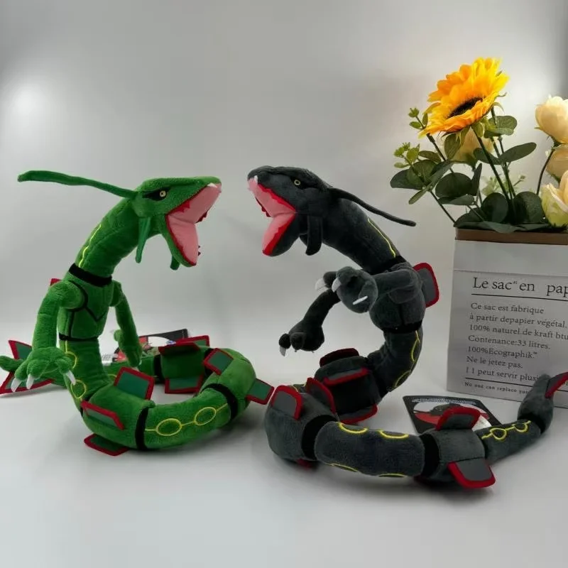 

83cm Long Snake Drag Plush Toy Mega Rayquaza Green Shiny Black Soft Stuffed Snake Animal Cartoon Figures Doll Anime Plush Toy