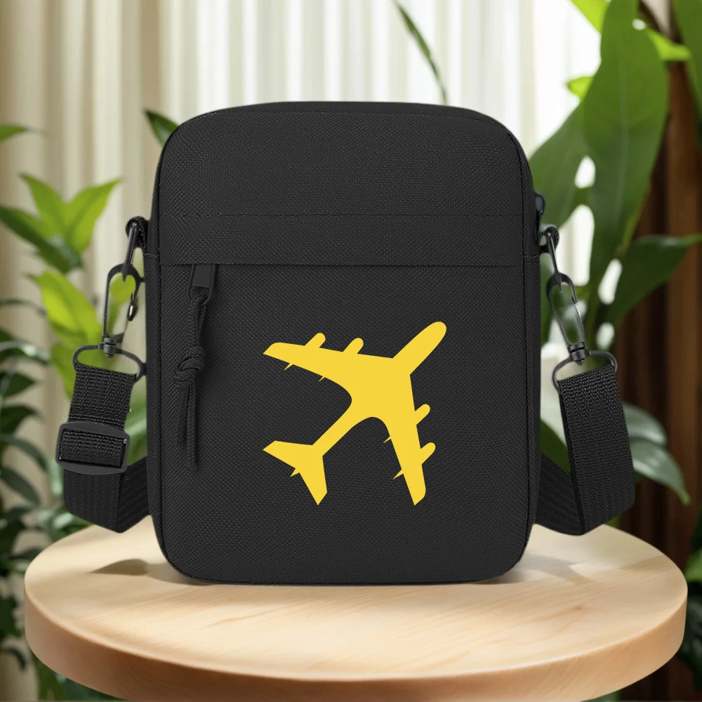 Airplane silhouette wing and tail Men Crossbody Bag Single Shoulder Women Cartoon Anime Film Printing Design Unisex