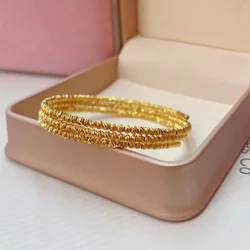 Women's Instagram Flashing Memory Bracelet 9999 24K Real Gold Bounce Di Three Loop Spring Bracelet