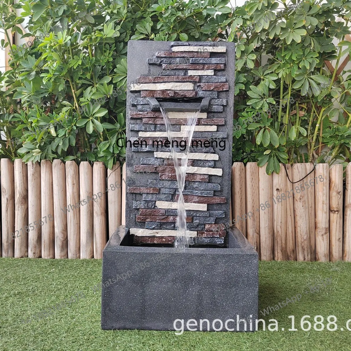 Vertical three-dimensional stone brick pattern outdoor courtyard indoor general garden scene flowing water fountain decoration