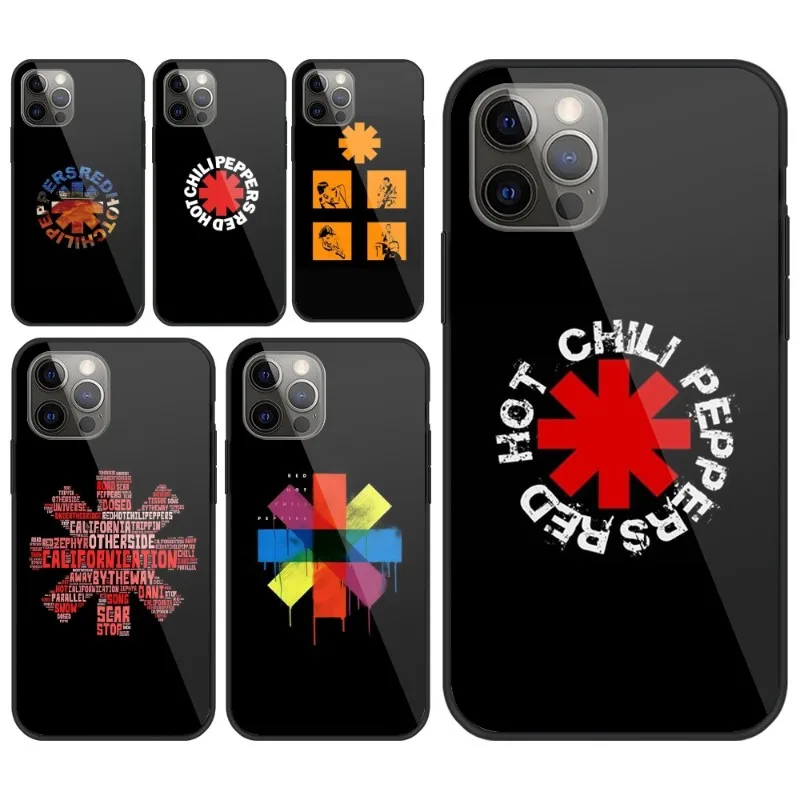 Red RHCP P-Peppers Phone Case for iPhone 14 13 12 11 XS X 8 7 6 Plus Mini Pro Max SE 2022 PC Glass Cover Funda Shell