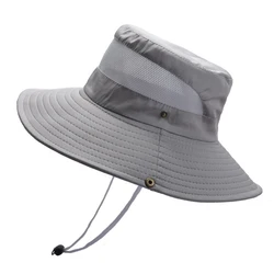 Summer Men Mesh Breathable Bucket Hat Anti-UV Fishing Hat Visors Foldable Panama Hat UV Protection Worksite Hat Sun Hat Climbing