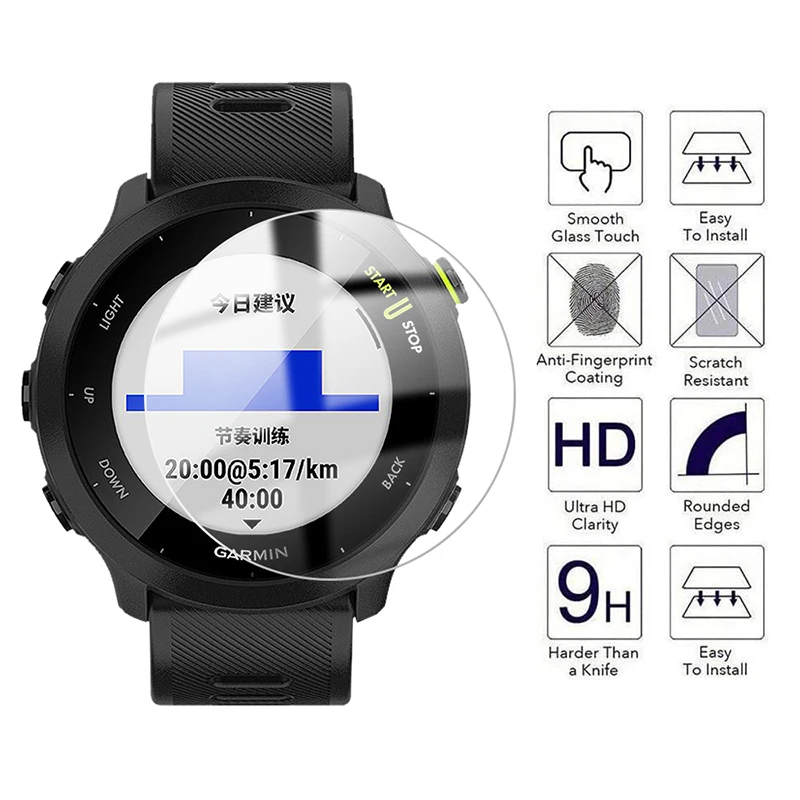 2Pcs Tempered Glass Protective Film For Garmin Forerunner 55 158 Smart Watch Screen Protector Cover Film