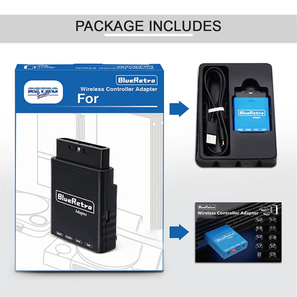 AD41-BlueRetro адаптер беспроводного игрового контроллера для PSX PS1 PS2 к Ipega 9076 PS4 PS5 NS Switch игровой контроллер