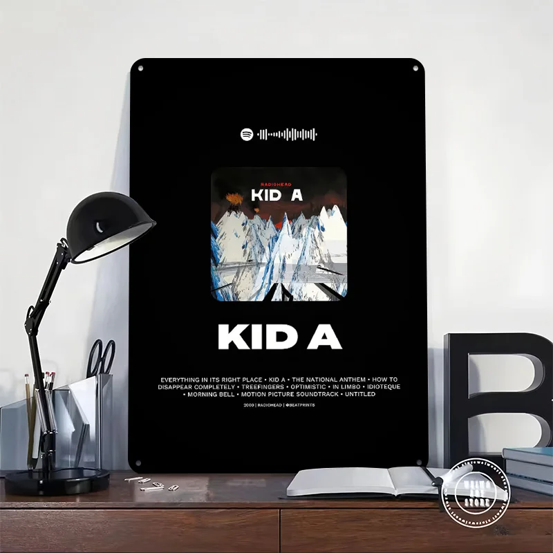 Radiohead - Kid A Album Cover Personalized 3D Textured Metal Poster Wall Art Vintage Tin Signs for Garage Accessories Wand Deko