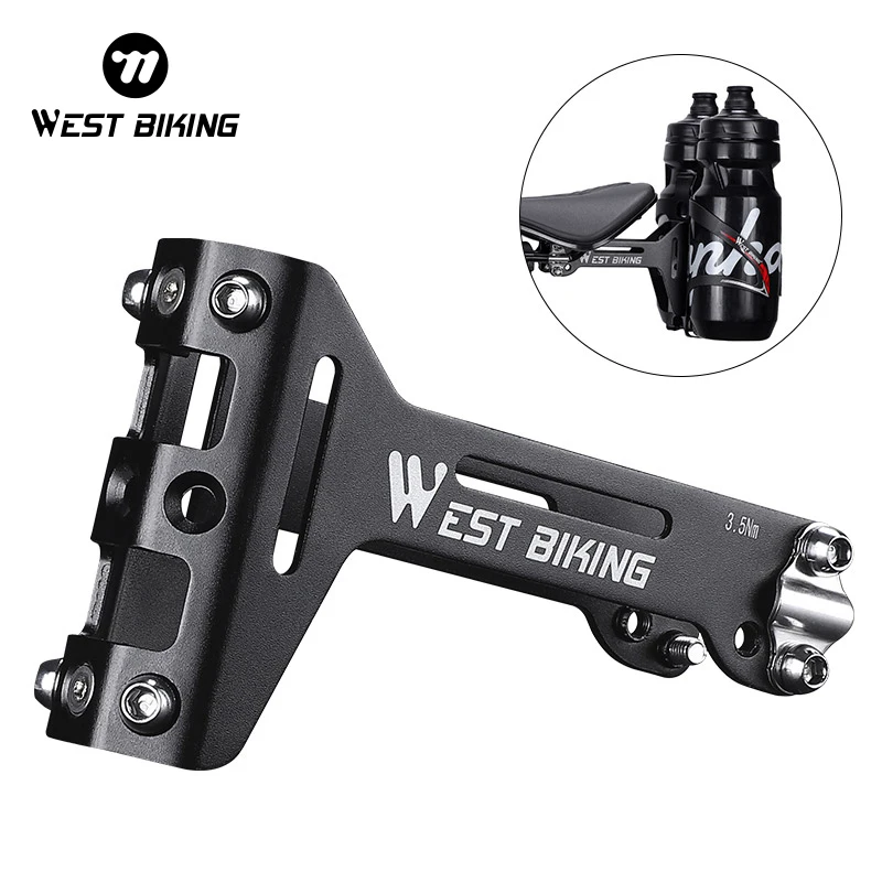 WEST BIKING Bicycle Saddle Bottle Cage Extension Holder Aluminum Alloy Adapter Universal Strap Fix Anything On MTB Road Bike