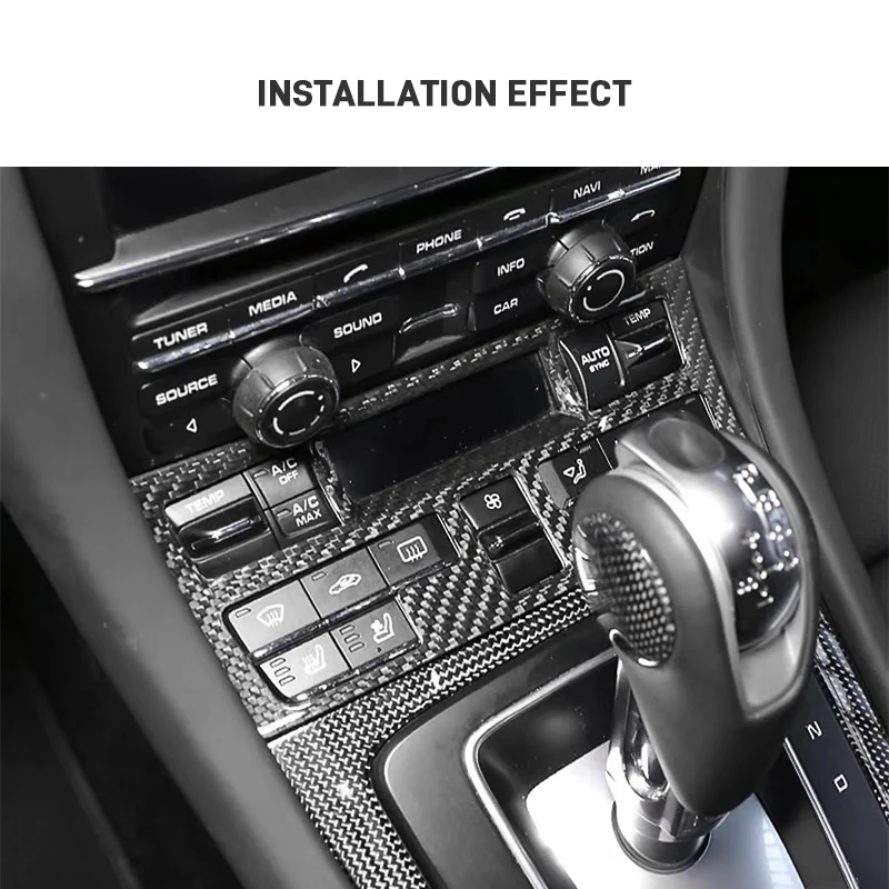 For Porsche 911 2012-2018 718 2016-2019 Real Carbon Fiber Car Central Control Air Conditioning Button Panel Frame Cover Sticker