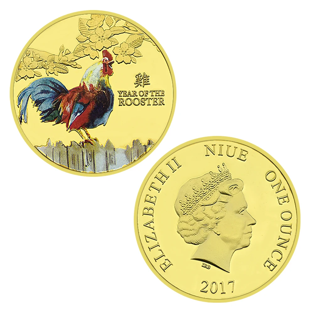 2017 Zodiac Year of The Rooster Commemorative Coin Elizabeth II Metal Crafts Collection Gift