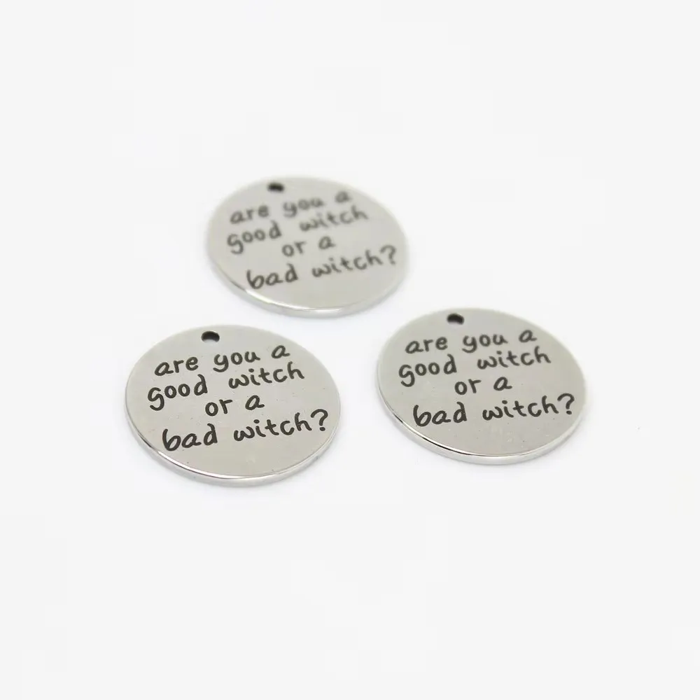 8 шт./лот-22 мм ты хорошая ведьма или плохой диск из нержавеющей стали с лазерной гравировкой, подвеска-подвеска для сообщений для изготовления ювелирных изделий своими руками 8 шт./лот-22 мм ты хорошая ведьма или плохой диск из нержавеющей стали с лазерной гравировкой, подвеска-подвеска для сообщений для изготовления ювелирных изделий своими руками