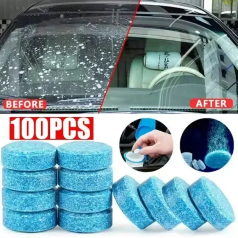 100-20PCS Car Windshield Washer Fluid Concentrated Tablets Solid Effervescent Wiper Tablet for Car Room Window Glass Cleaning