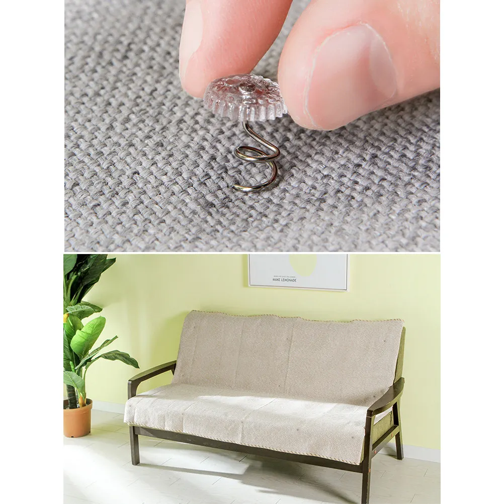 20Pcs Upholstery Spiral Pins Clear Heads Twisted Nails for Bedskirt Sofa Cushion Fix Secure Anti Rust Prevent Slip Wrinkle