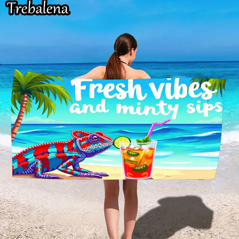 Serviette de plage ultra douce 30 * 60 pouces avec serviette de plage Fresh Vibes Minty Sips